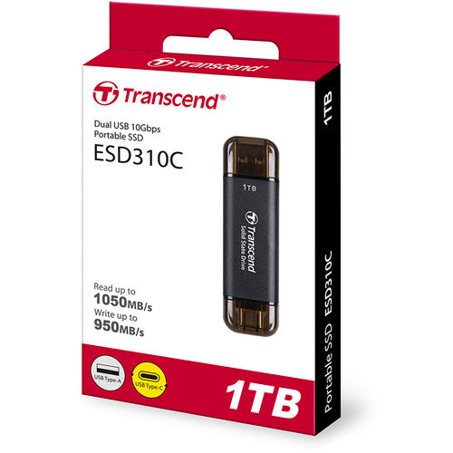 Transcend ESD310 1TB USB Portable External Solid State Drive Black